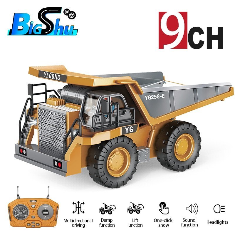 1:24 9CH RC Alloy Dump Truck Car Engineering Vehicle Forklift Heavy Excavator Remote Control Car Toys for Boys Children's Gifts - Image 6