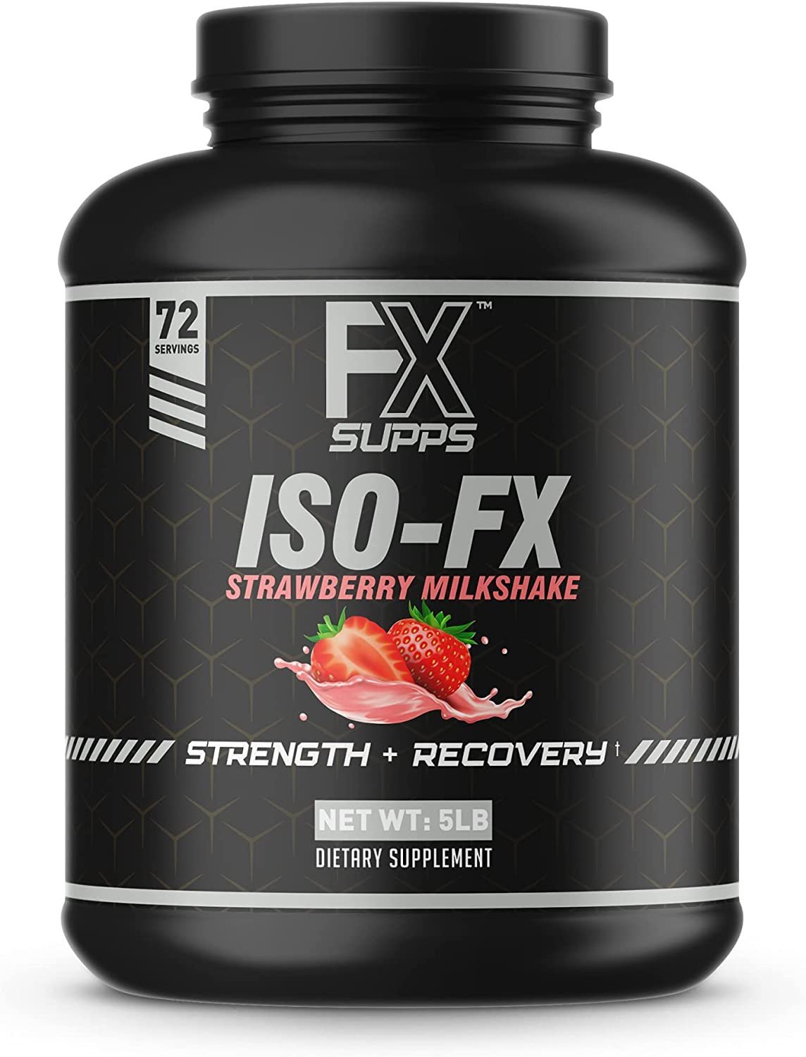 Fx Supps Iso-Fx Whey Isolate Protein Powder Strawberry Flavored Drink | Low Carb with BCAAs | Post Workout Recovery Supplement Mix for Men and Women | Boosts Strength and Muscle Growth (5 Pounds)