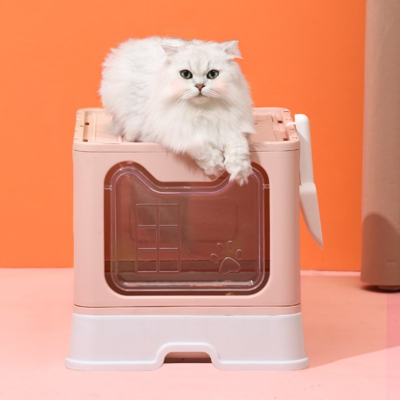 Cat Litter Box Large Litter Pan for Cats Foldable Litter Boxes Comes with Cat Litter Scoop Cat Bedpans