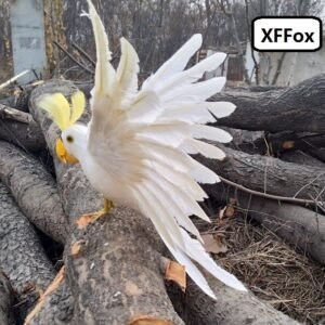cute real life wings white parrot model foam&feather yellow mouth cockatoo bird doll gift about 35x50cm d0243